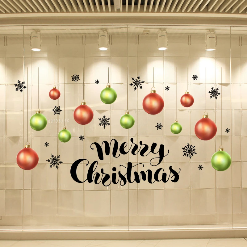 Счастливого Рождества цветные стеклянные шары снежинки счастливый новый год