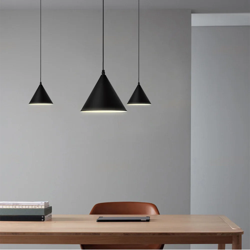 

Modern Pendant Lamp Light Black Metal Long Wire Simple Shape Kitchen Bar Hanging Lamp Bedside Suspension Lighting Creative Lamp