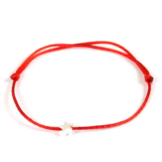 1 шт. простой красный браслет с сердечками и звездами регулируемый плетеный