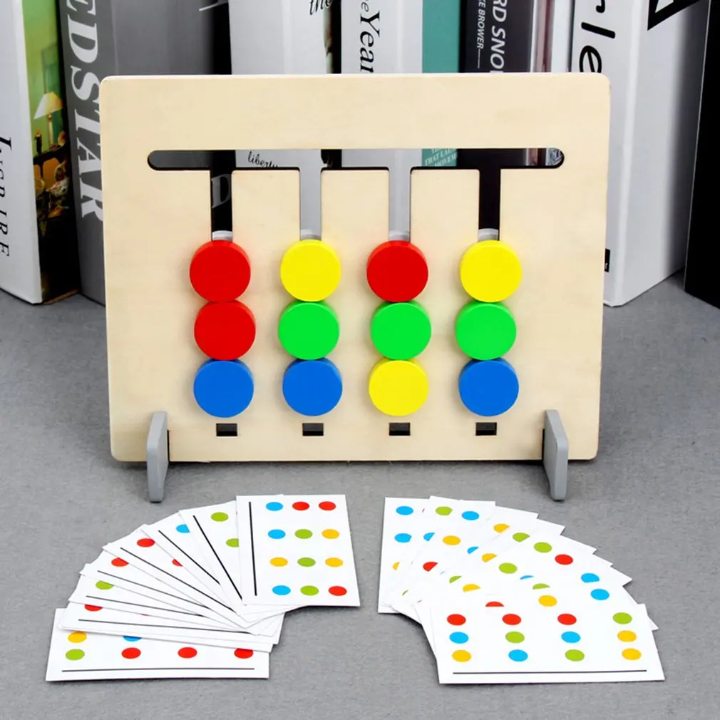 Juguetes educativos para ni&ntilde;os, juego de l&oacute;gica de frutas de cuatro colores, de madera de doble cara, iluminaci&oacute;n Montessori, regalo de Navidad-1