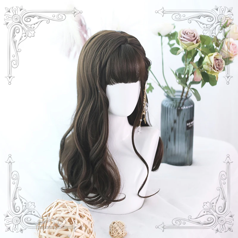 

High Quality Lolita Chestnut Brown Daily Girl Long Roll Wig Cosplay Party