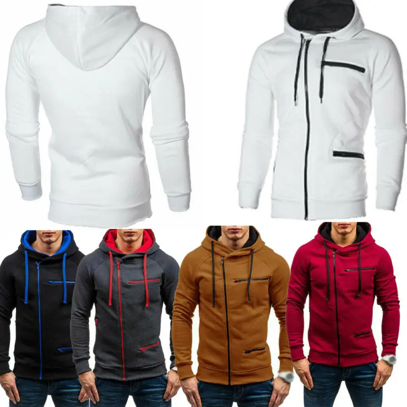Мужская теплая толстовка с капюшоном Повседневная Толстовка модная однотонная