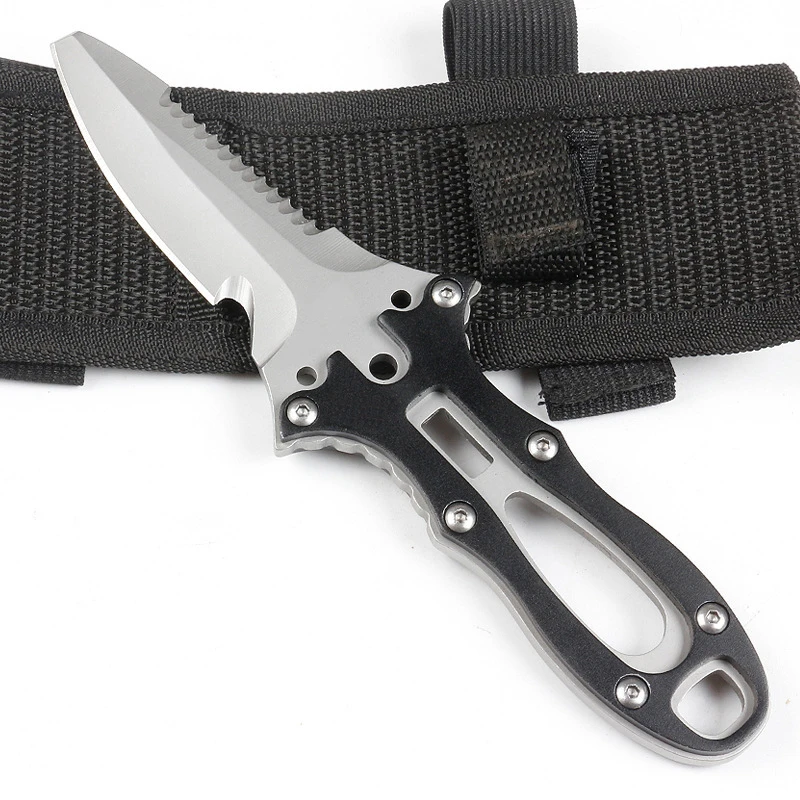 

Fixed Blade Survival knife Leggings Diving Knife Sharp Straight Blade Hook Back Serrate Rope Cutter Multi Tool Knives Outdoor