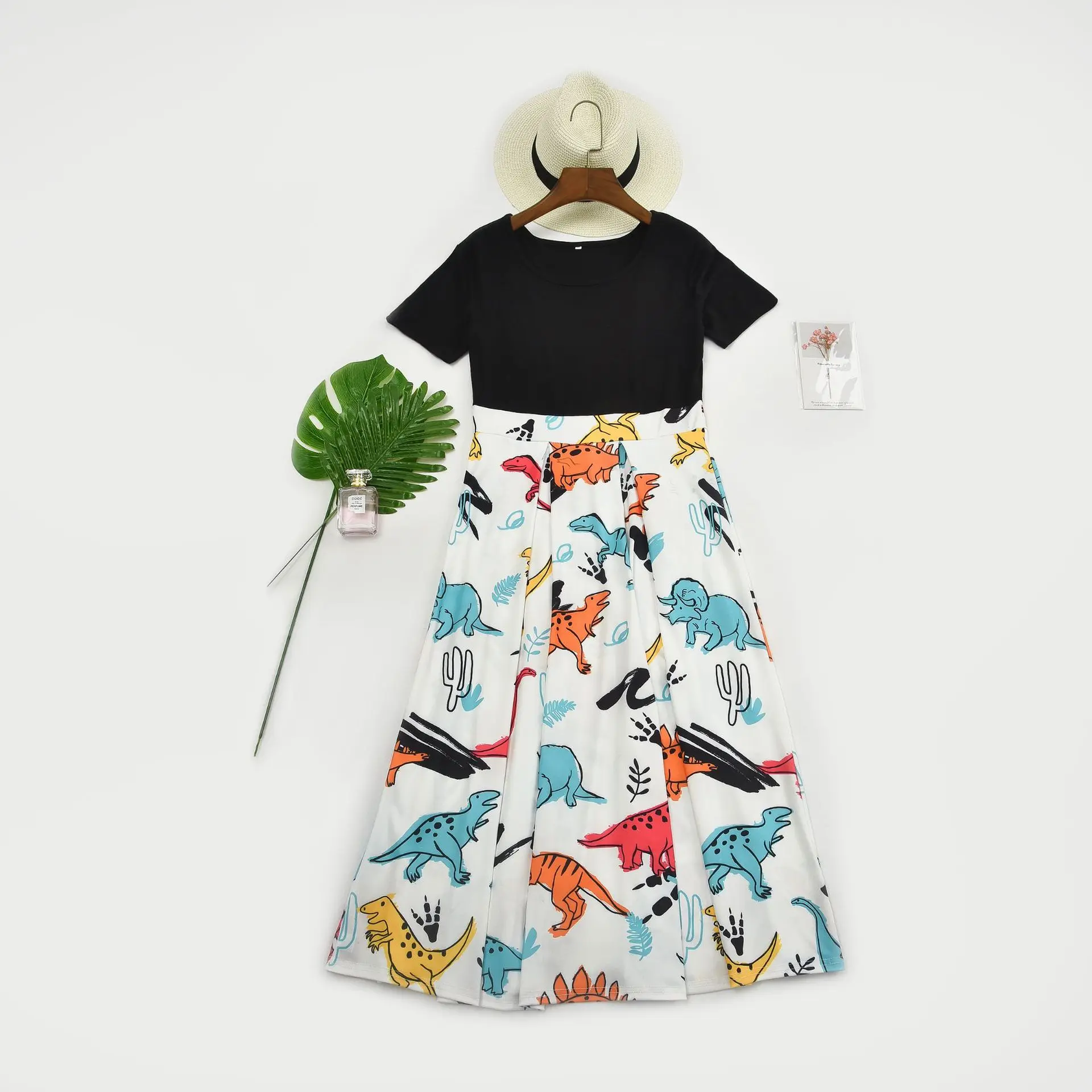 Женское платье с принтом динозавра семейный образ подходящие наряды одежда для