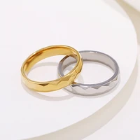4mm korean stainless steel rings for women gold silver color classic faceted ring vintage jewelry for lady party gift wc024