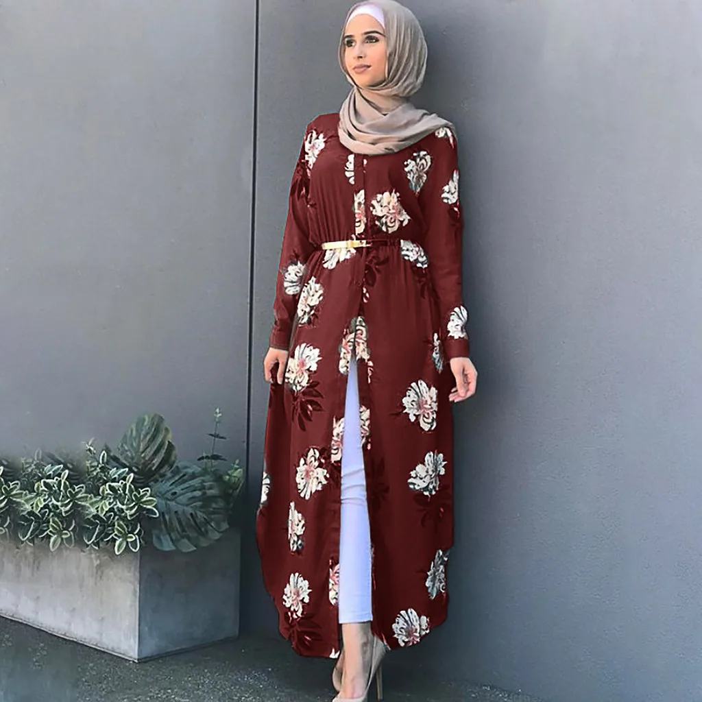 Элегантное мусульманское платье Abaya с вышивкой модное женское длинным рукавом и