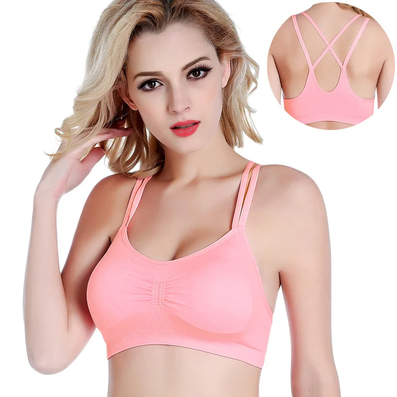 

Summer Womens Stretch Sports Lingerie No-rims Bra Comfy Cross Beauty Back Sport Top Female GYM Fitness Activewear & Nightwear