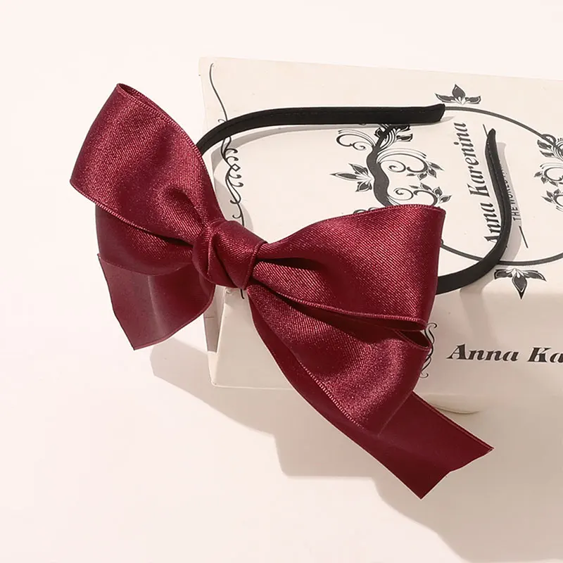 

Satin Bow Headband Sweet Girls Headdress Solid Color Head Hoop Women Big Bowknot Hair Hoop Hairbands Hair Accessories