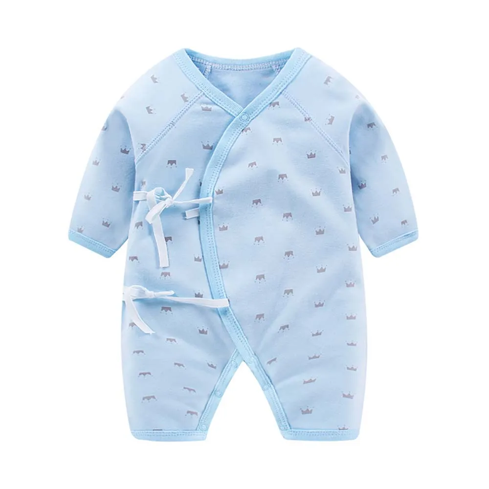

Autumn Winter Baby Boy Girl Bandage Cotton Romper Newborn Infant Print Jumpsuit Onesie