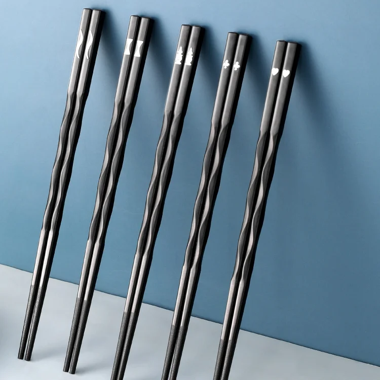 

Modern Black Chopsticks Creative 10 Pairs Non Slip Home Eco Friendly Chopsticks Set Reuseable Palillos Kitchen Supplies EI50KZ