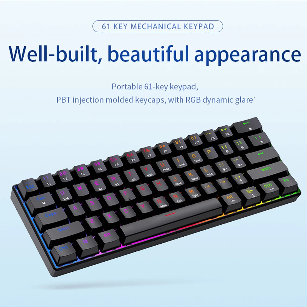 

NEW61Key Mechanical Keyboard USB Wired Bluetooth LED Backlit Axis Gaming Mechanical Keyboard Optical Switches For Tablet Desktop