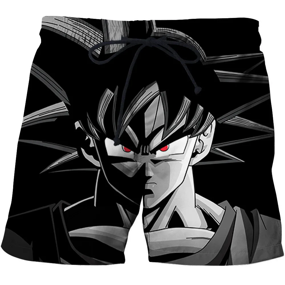 Пляжные шорты Fire Goku с аниме 3D принтом, мужские шорты для плавания, мужские шорты для серфинга, размера плюс