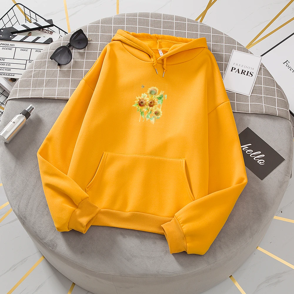Flower Winter Women Swetshirt Hoodies Sportswear Hoody Womens Large Size Thick Fleece Plus Velvet Oversize Sweetshirt for Girls