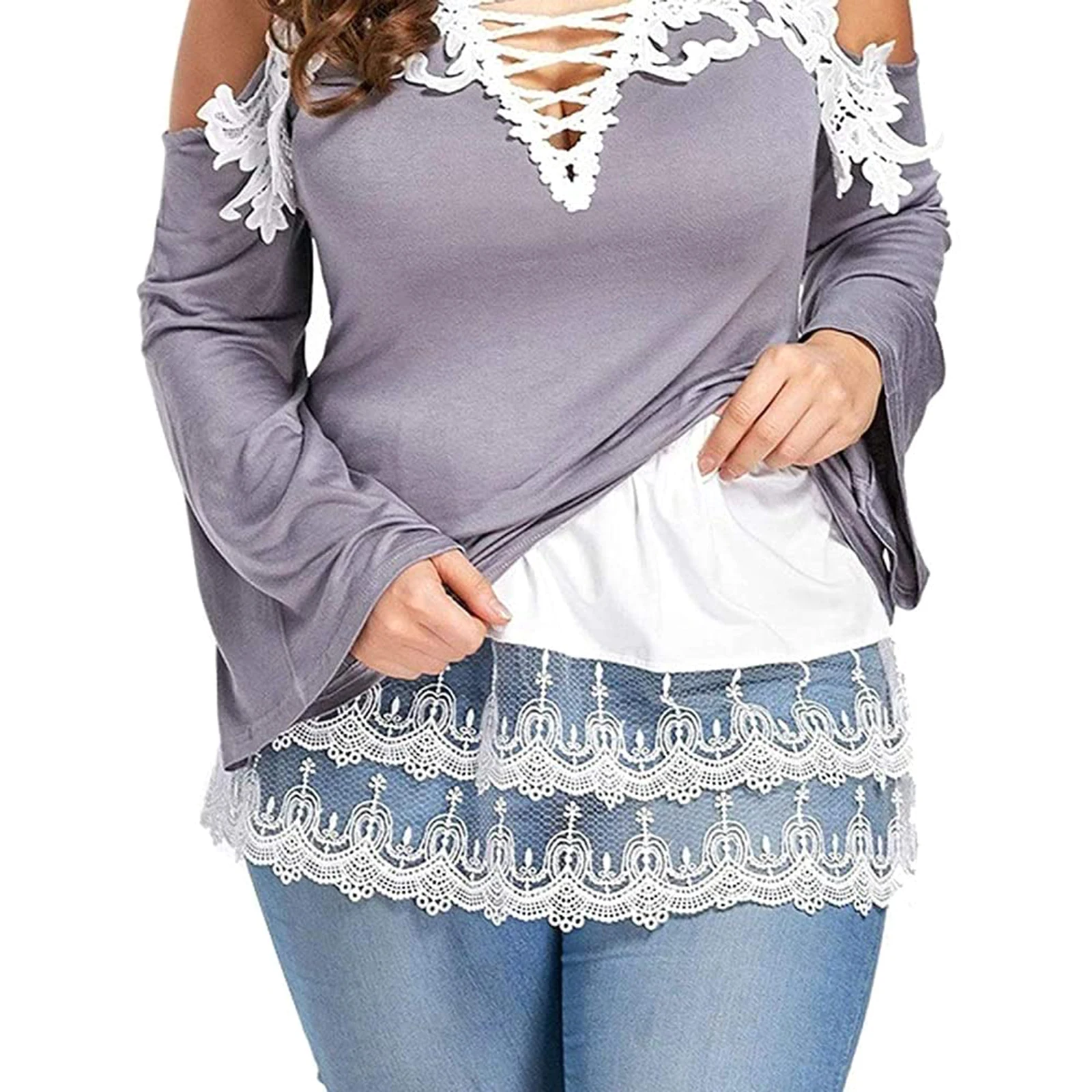 

Eyelash Lace Mesh Layering Fake Tops Skirt Hem for Women A-Shape Version Crochet Lace Trim Clothing Match Lower Hems