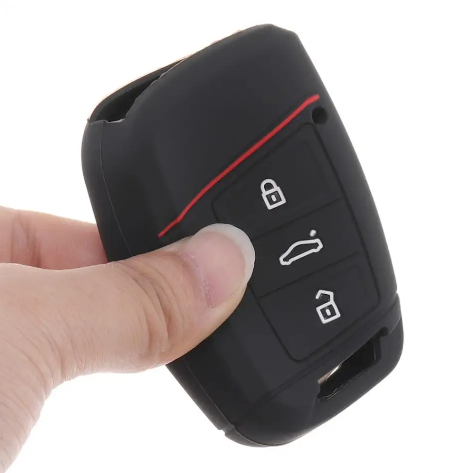 3 кнопки силиконовая прямая пластина черный чехол для ключа автомобиля защитный