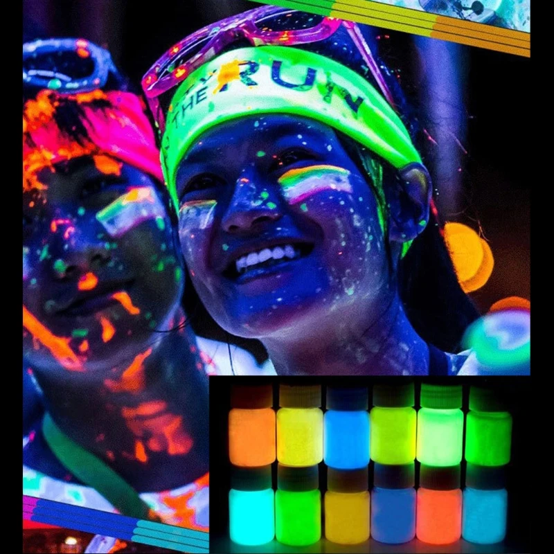 

12 Color Super Bright Luminous Face Paint Epoxy Resin Pigment Kit Liquid Colorant Body Art UV Body Paint Set Each 20g