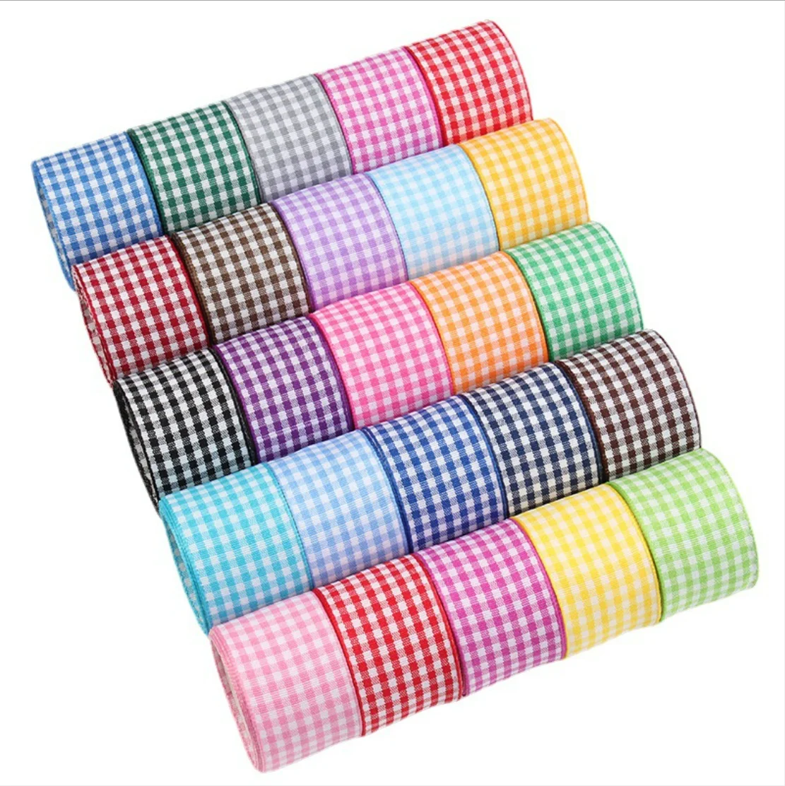 

50yards/Roll 6mm 10mm 15mm 25mm 38mm Lattice Plaid Ribbons Bow Gift Wrapping Polyester Ribbon Handmade DIY Accessories