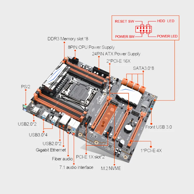 Billig JINGSHA Motherboard X99 Chipsatz Mainboard Lga 2011-3 WIFI Mutter Board Support Intel Xeon E5-2678v3 / 2669v3 Anwendbar Bergbau