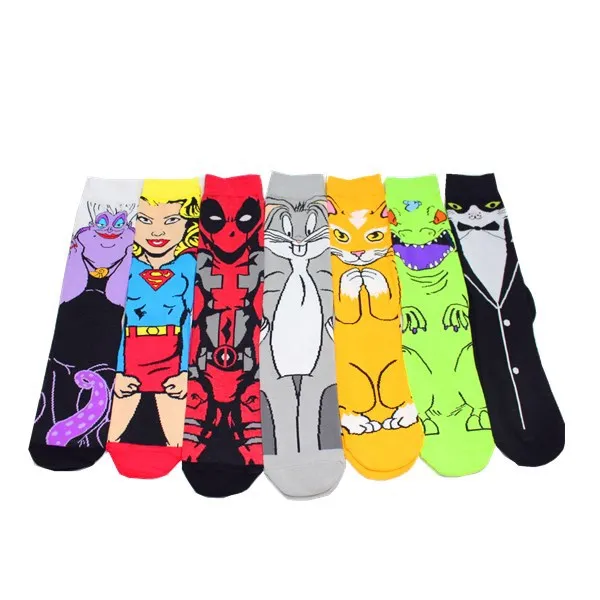 Модные носки большого размера для мужчин и женщин Harajuku Marvel супергерой мультфильм