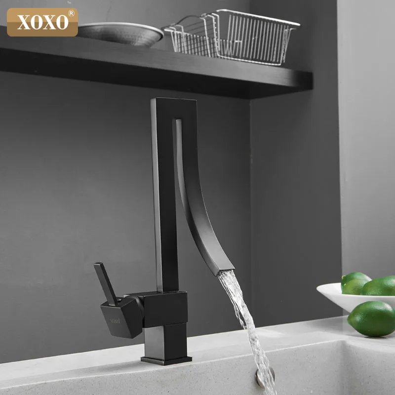 XOXO Kitchen Faucets Black Single Handle Tap Hole Swivel 360 Degree Water Mixer 83045 | Обустройство дома