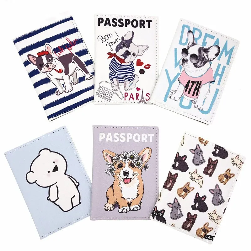 Cute Dog PU Travel Passport Case ID Card Cover Passport Holder Protector Organizer Travel Super Quality Women Men Card Holder