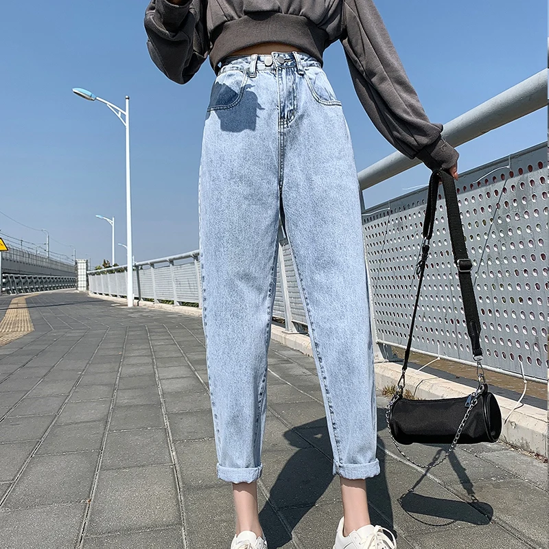 

Harlan Jeans Women's Straight Loose 2021 New Fat MM High Waist Thin Daddy Pants