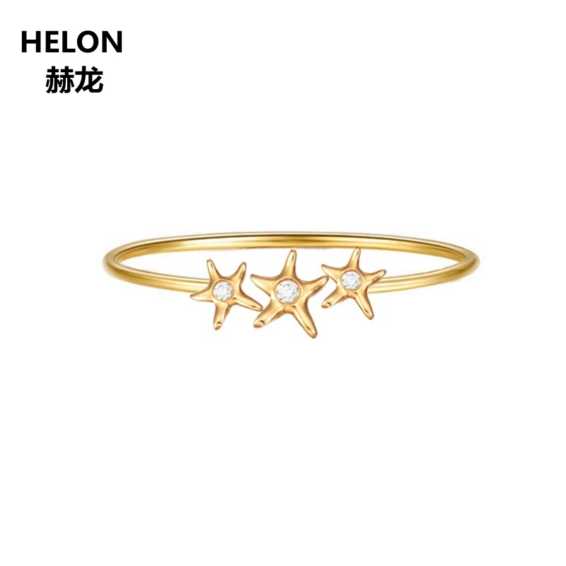 

100% SI/H Full Cut Natural Diamonds Engagement Ring Solid 14k Yellow Gold Women Anniversary Wedding Band Stars Romantic Gift