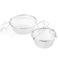 1pc round portable stainless steel frying basket fried basket mesh strainer frying chicken chips strainer snack basket