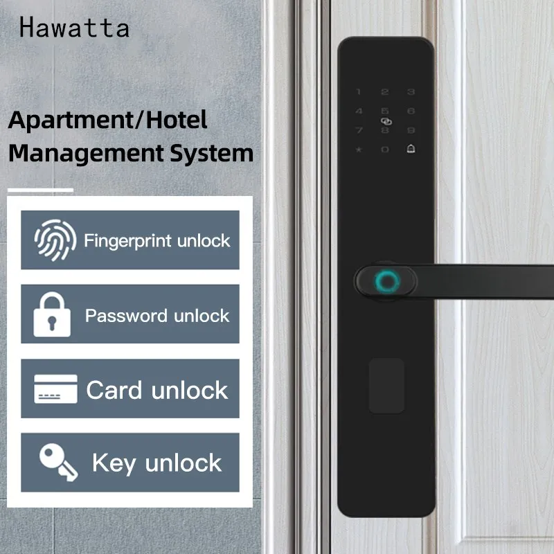 

Hawatta Home Apartment Smart Password Door Lock with Fingerprint Card unlock Keyless Electronic Digital Code Lock