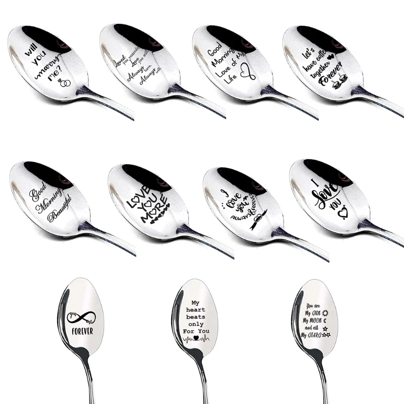 

2021 подарок на день Святого Валентина, свадьбу, юбилей, подарок для парня, ложка из нержавеющей стали, доброе утро, красивая девушка