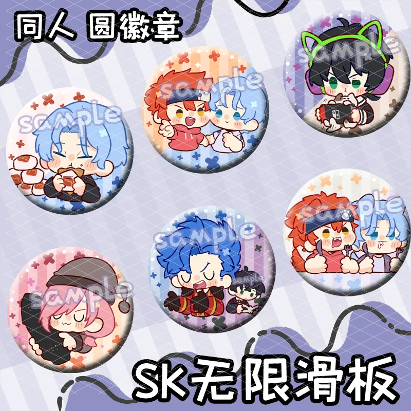 

Anime SK EIGHT SK8 the Infinity Round Badge Langa JOE Cherry Blossom Medal Bedge Brooch Pin MIYA REKI SHADOW Toy Gifts 58mm