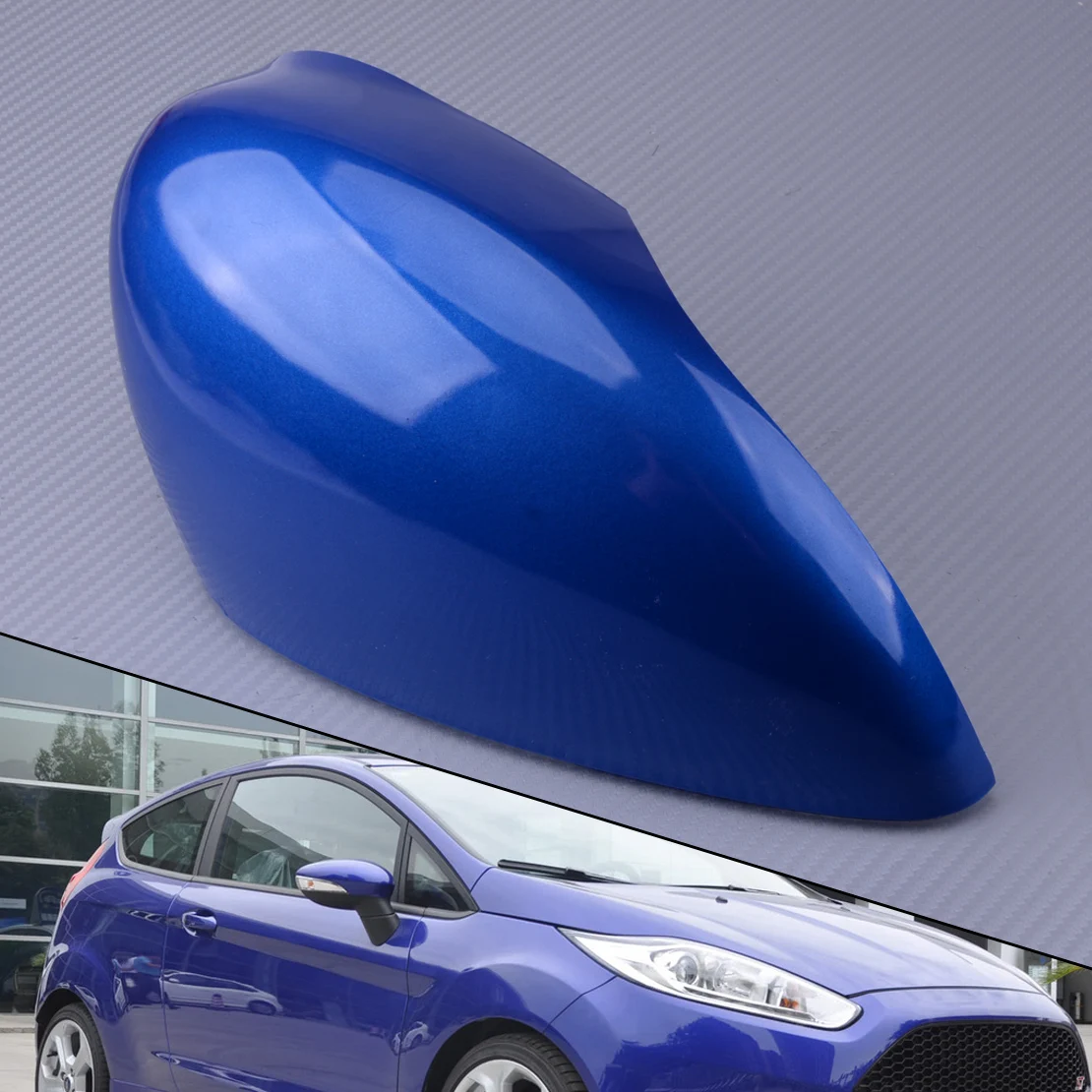 Rechten Flügel Tür Rück Seite Spiegel Abdeckung Kappe ABS Blau Fit für Ford Fiesta MK7 2008-2014 2015 2016 2017
