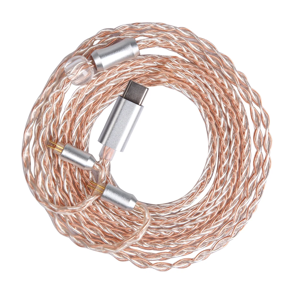FDBRO 8 ядер посеребренный кабель для наушников MMCX 2PIN A2DC обновление провода наушников Тип C сбалансированный MMCX кабель для SE846 IM1/IM2/X6