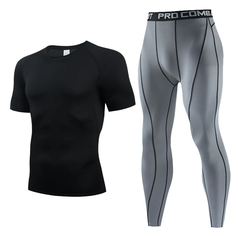 

Men's Gym Clothing Short Running Man Compression tights perspiration Track suit Gym Man black T shirt Sport Pants S-XXXL
