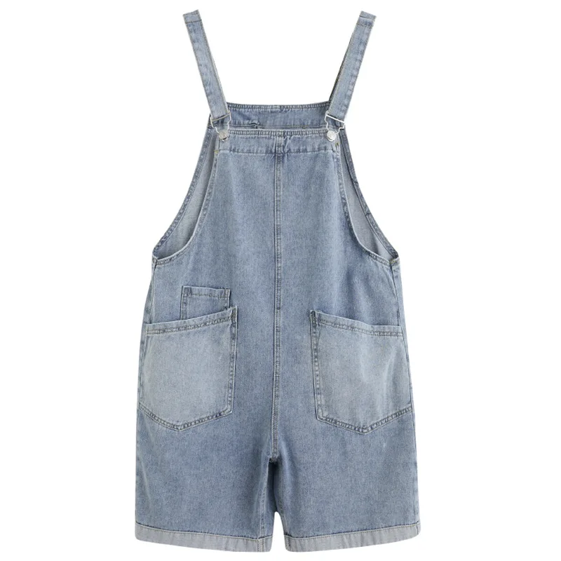 

Short Denim Jumpsuit Women Summer 2020 Casual Loose Sleeveless Denim Playsuit Female Korean Style Straight Knee Length Overalls