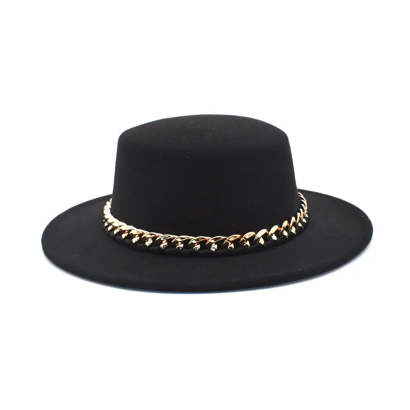 New Classic Wool Fedora Hats Women Solid Color Flat Top Bowler Hat Autumn Winter Panama Hats Wide Brim Jazz Cap P28