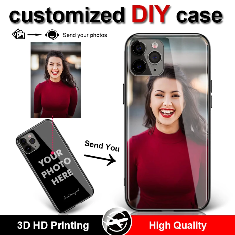 

Custom Photo Tempered Glass Case for iPhone 13 12 Pro Max Mini 11 XS Max XR SE 2020 X 8 7 6 6s Plus 5 5S Case Bumper DIY Case