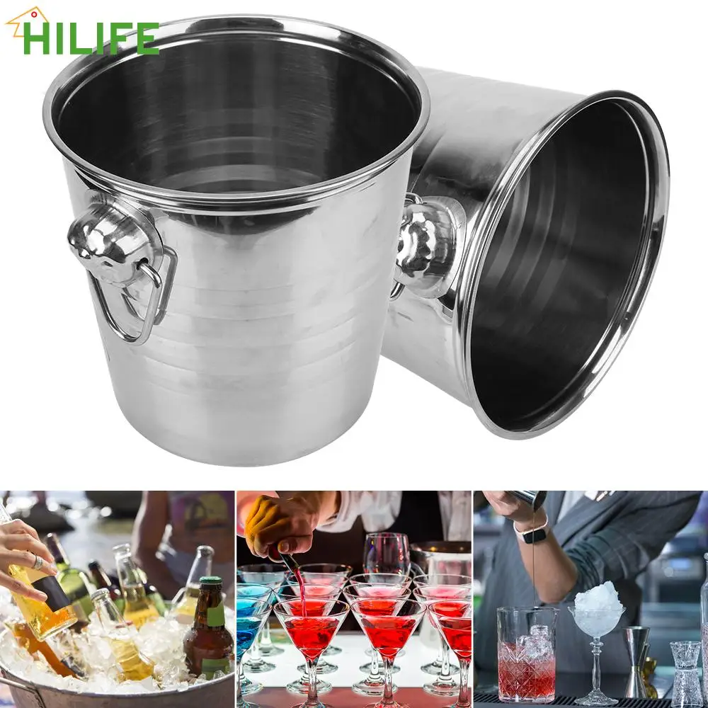 

Wine Beer Cooler Bucket For KTV Bar Kitchen Party Barware 5L Stainless Steel Ice Cube Maker Champagne Wine Beer Bucket
