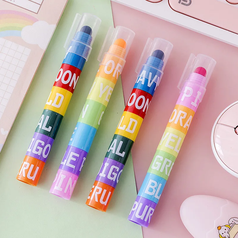 EZONE 2PCS Splicing Highlighter Marker Pen Set 12 Color Fluorescent Paint Novelty Building Block Style Office School Student - купить по