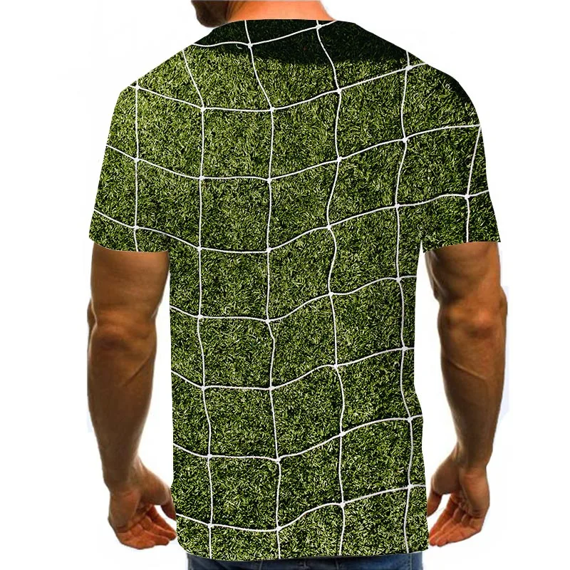 

Men Graphic T Shirts Round Neck 3D Print Short Sleeve Daily Tops Green Football Court Tees
