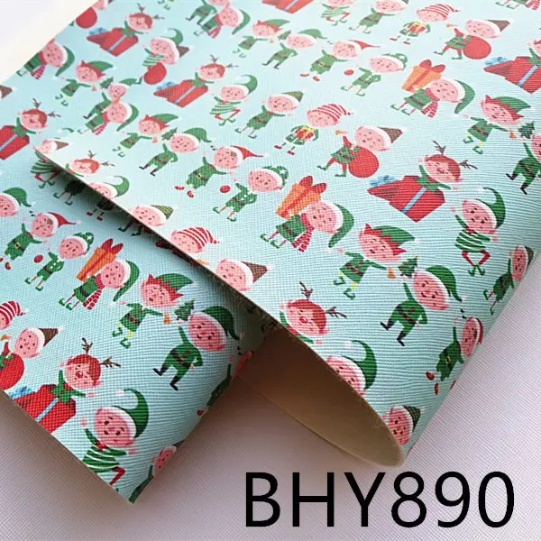 A4 20*33 см мультфильм рождество печать синтетическая кожа ткань для DIY аксессуары BHY374