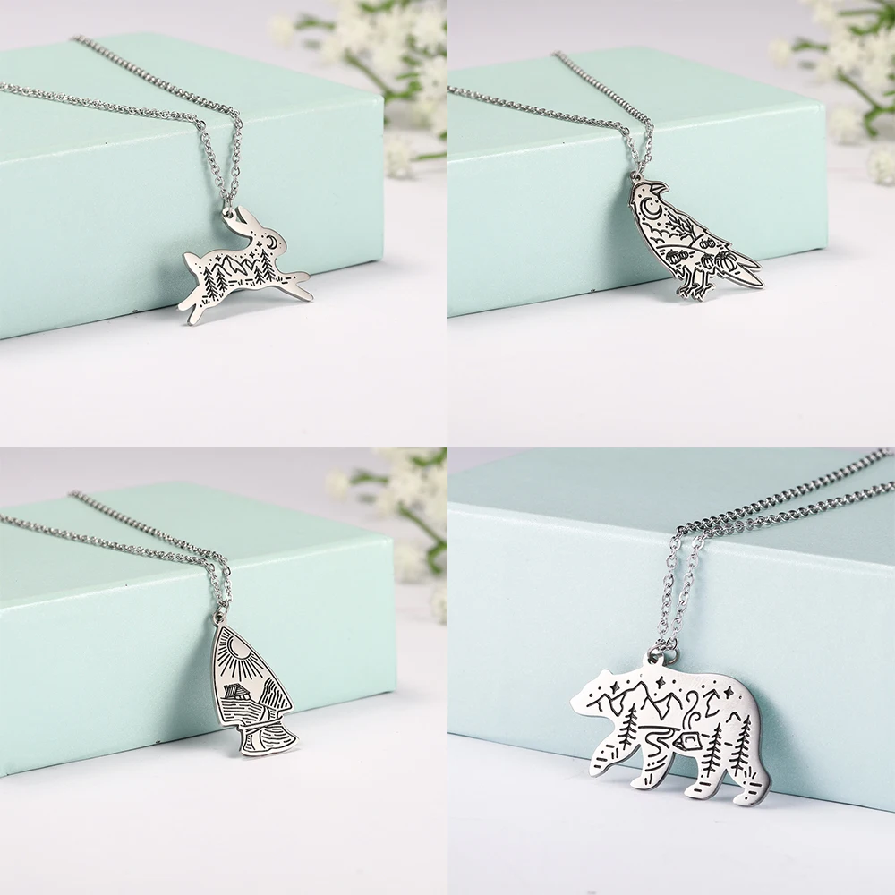 Ожерелье EUEAVAN из нержавеющей стали длинная цепочка с подвеской в виде кролика