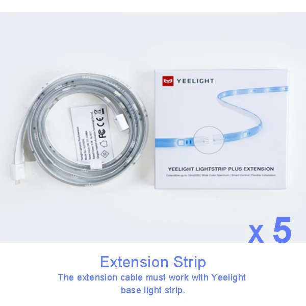 5 extension strips Xiaomi Yeelight световая полоса плюс умный светодиодный Светлая повязка Расширительная версия пульт дистанционного управления работа с HomeKit MIJIA умный дом приложение - Цвет: 5 extension strips