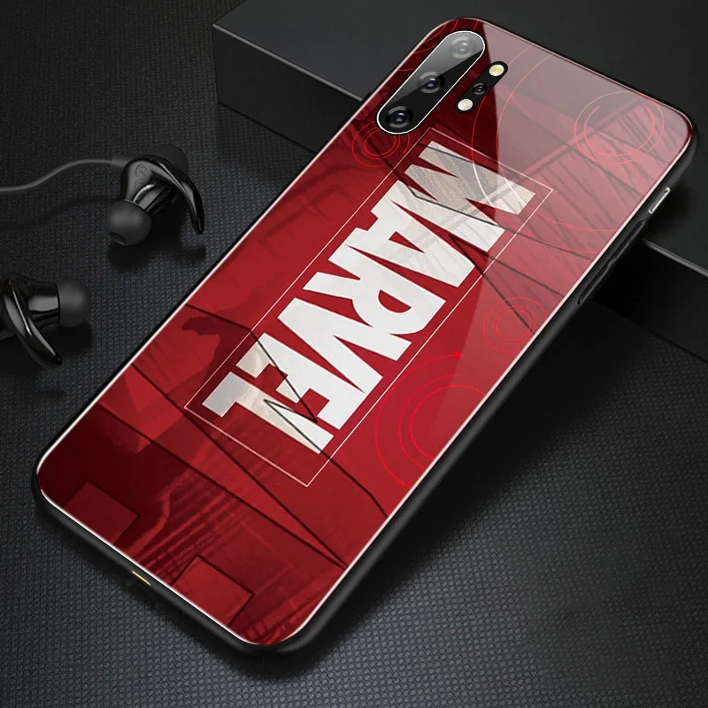 Marvel Marvel Капитан Америка стеклянный чехол для телефона samsung Galaxy Note 10 9 8 S10 e 5G S9 S8 Plus роскошный черный пантера чехол Funda - Цвет: Marvel