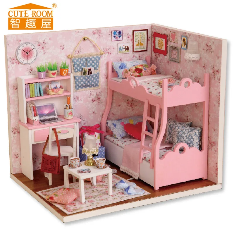 

Diy dollhouse miniature wooden dollhouses dollhouse furniture kit music house led toys for children birthday gift P221