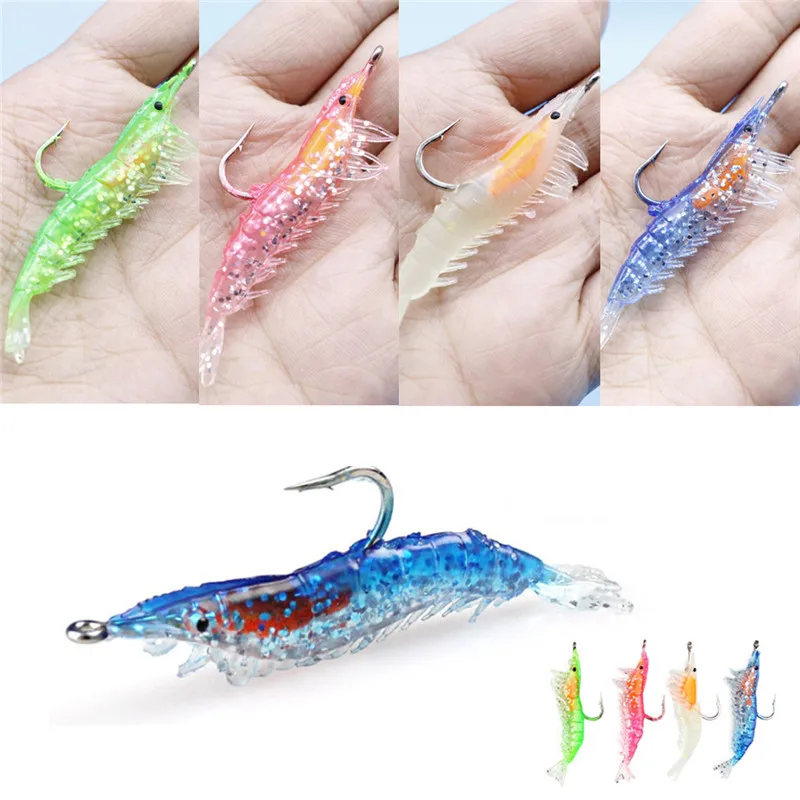 

Luminous Artificial Trout Bait Single Hook Simulation Fishing Lure Shrimp Prawn Bait Soft Shrimp Fishing Lures Tackle Jig
