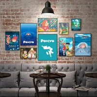 ponyo on tyhe cliff classic cartoon movie japan anime art canvas painting poster cloth wall art home decor