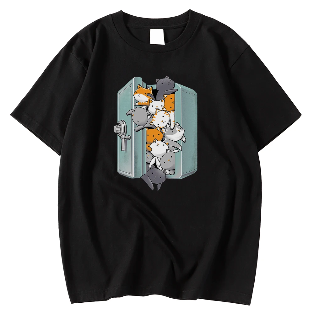 

Short Sleeve Fashion Male T Shirt Spring Summer Tee Shirts Cartoon Cute Cats Printing Tops Breathable Comfortable Tshirts Men