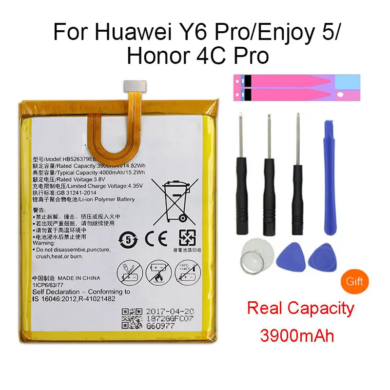 Новый аккумулятор для телефона HB526379EBC huawei Y6 Pro/Enjoy 5/Honor 4C Pro 4000 мАч сменные батареи
