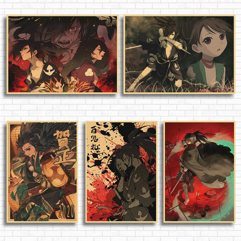 

Настенные аниме картины Dororo из крафт-бумаги для телевизора в гостиную, прикроватный фон, винтажные постеры, домашний декор, настенные накле...